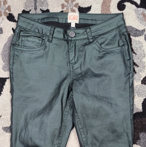 GB Skinny Jeans Coated Green Slimming Women's Sz M - Picture 4 of 14